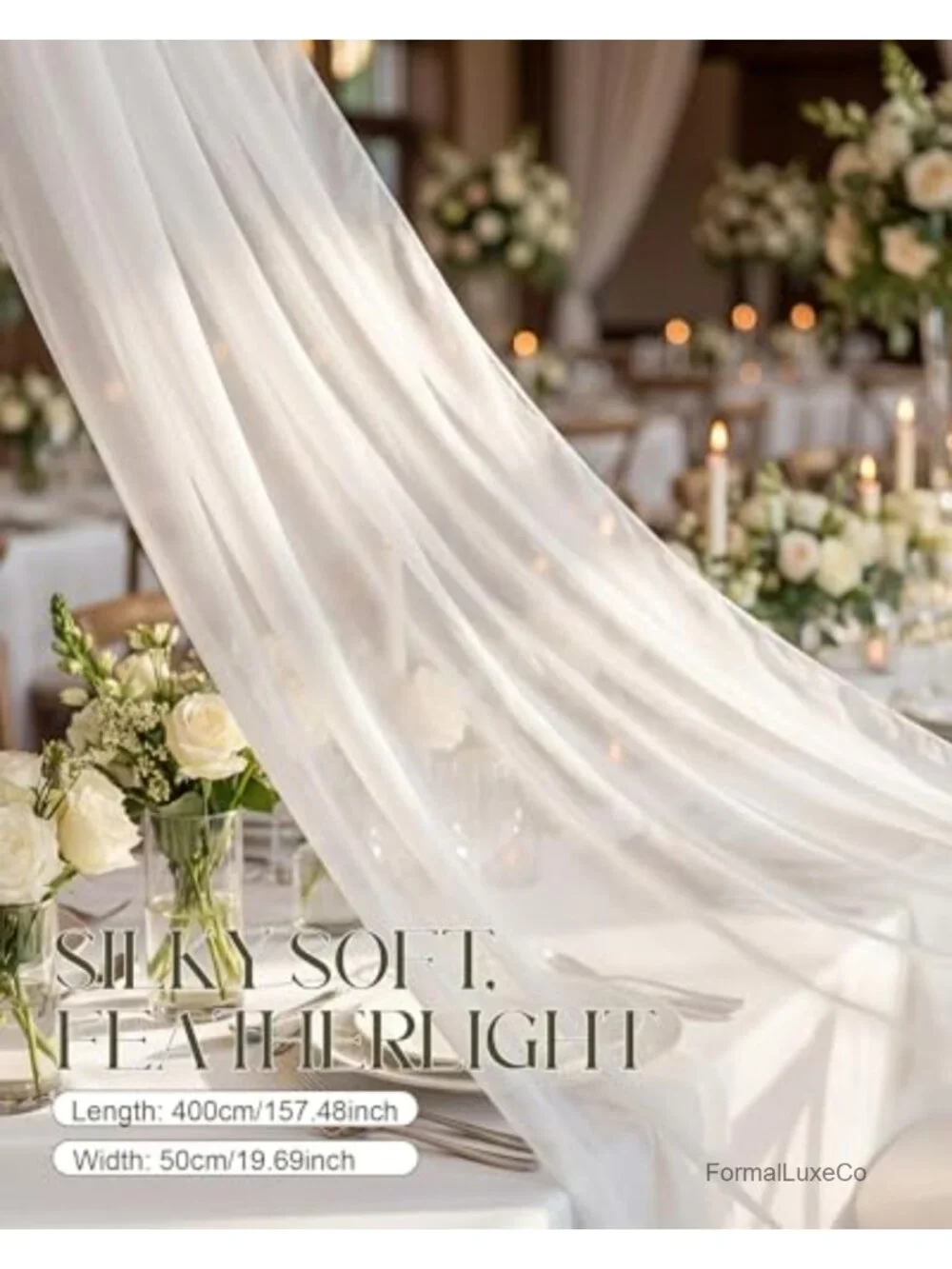 Bridal Chiffon Long Scarf Wedding Neck Scarf Tulle Veil Wrap
